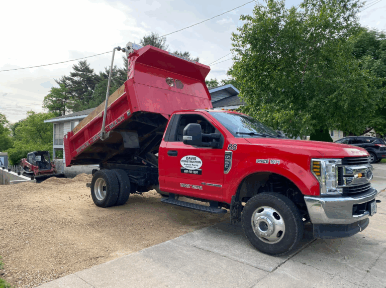 Truck delivering gravel